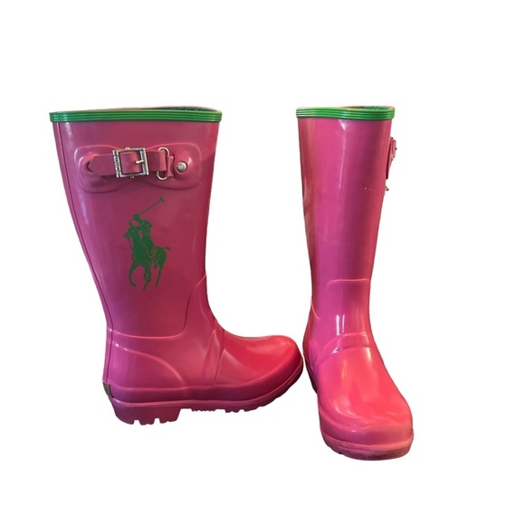 Polo Ralph Lauren Other - POLO PINK AND GREEN RAIN BOOTS SIZE 11
